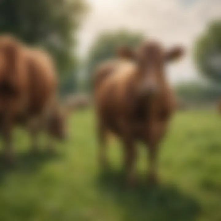 Livestock grazing in a green pasture, emphasizing the importance of health in farming.