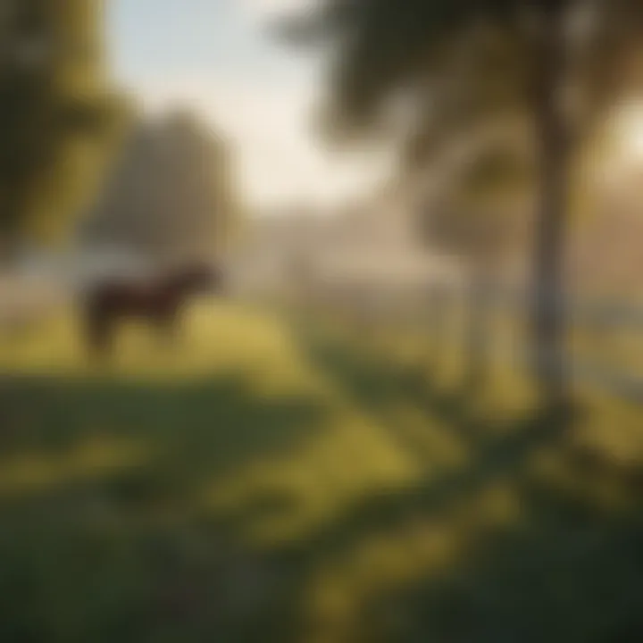 A scenic pasture with horses grazing near a modern continuous fencing system.