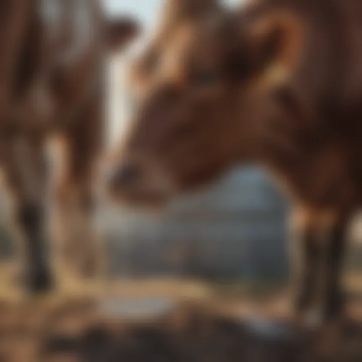 Healthy cattle drinking from a water tank