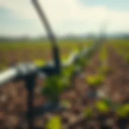 Visual representation of drip line irrigation in action