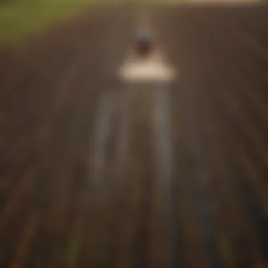 Farm Using Drip Tape Irrigation Aerial view of a farm utilizing drip tape irrigation technology