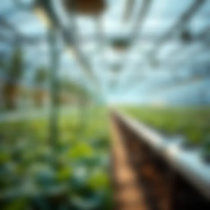 Futuristic Hydroponic Farm A futuristic hydroponic farm illustrating advanced agricultural techniques.