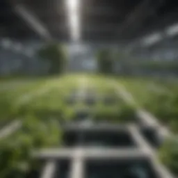 Overview of a hydroponic raft system showcasing plant growth