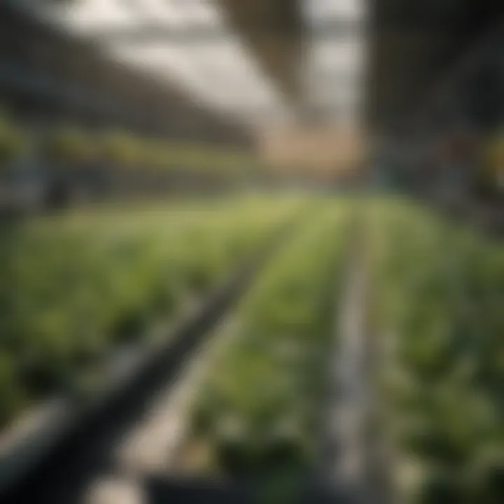 A variety of crops thriving in a hydroponic raft setup