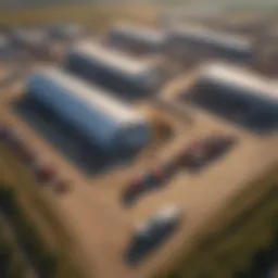 Aerial view of an international parts depot in an agricultural setting
