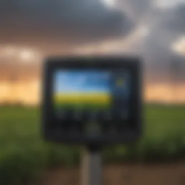 Real-Time Weather Data Display Close-up view of the John Deere Weather Station display showing real-time weather data.
