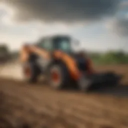 Masticator skid steer working on a farm