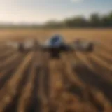 High-tech agricultural drone surveying a field