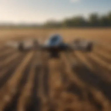 High-tech agricultural drone surveying a field