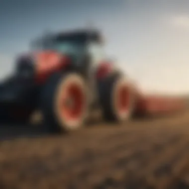 Precision Farming Equipment at Work Precision farming equipment operating in a vast field