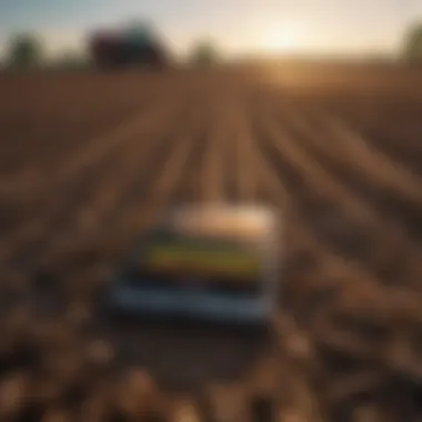 Smart Sensors in Farmland Farmland with smart sensors integrated into the soil