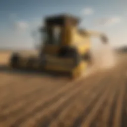 A combine harvester in action during the harvest season.