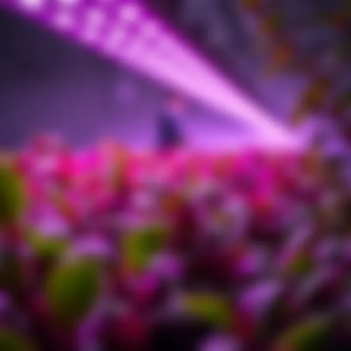 Plants Thriving Under Professional Grow Lights Illustration of plants thriving under grow lights