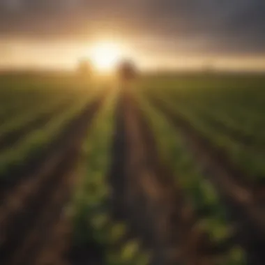 Field with crops under propane heating