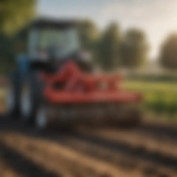 PTO driven tiller in action in a field