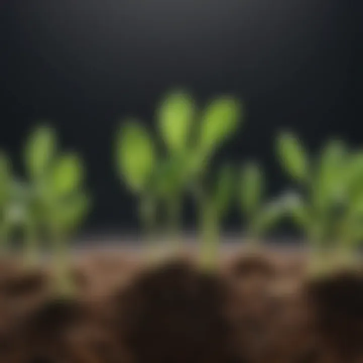 Illustration of the germination stages of a seed from sprouting to full growth