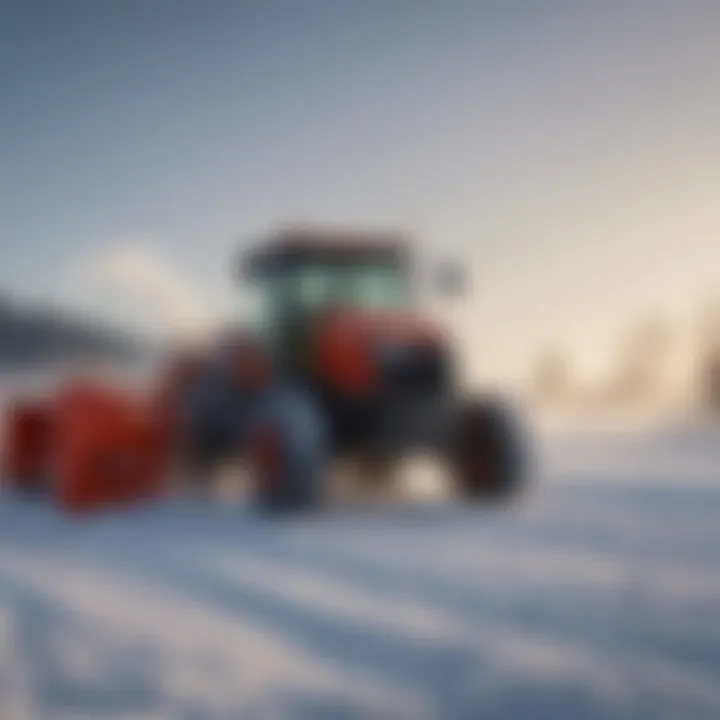 An operator efficiently using a snow thrower tractor in a large area