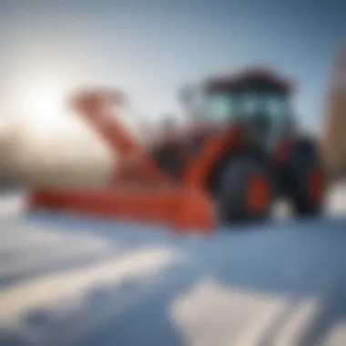Various types of snow thrower tractors displayed in a field