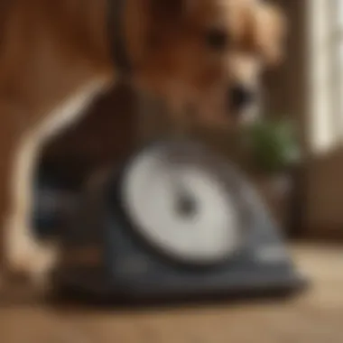 A scale measuring a dog's weight accurately