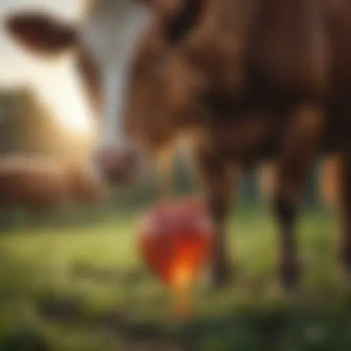 Healthy livestock grazing in a green field