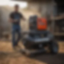 Air compressor and welder combo in a farm setting