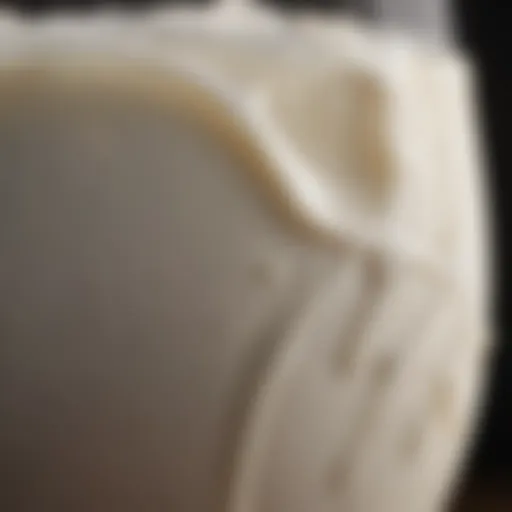 Close-up of whole milk showcasing its creamy texture