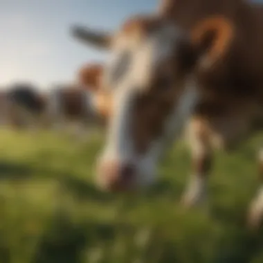 Cows Grazing on Quality Pasture Dairy farm setting with cows grazing on lush grass