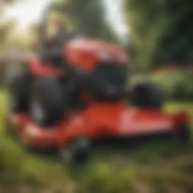 Close-up of Gravely mower's cutting deck showcasing its engineering