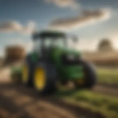 An innovative John Deere tractor in a sustainable farming landscape.