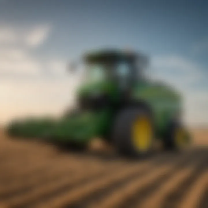 Front view of the John Deere Big Square Baler in a field