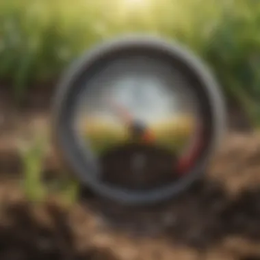 Thermometer showing the ideal soil temperature for planting