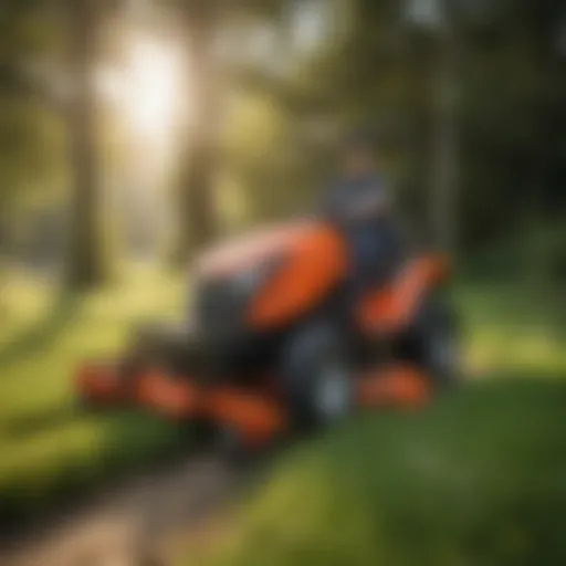 Universal grass catcher attached to a ride-on mower in action