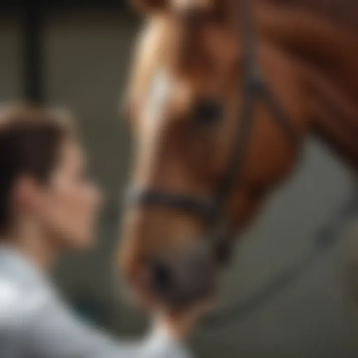 Veterinarian examining a horse