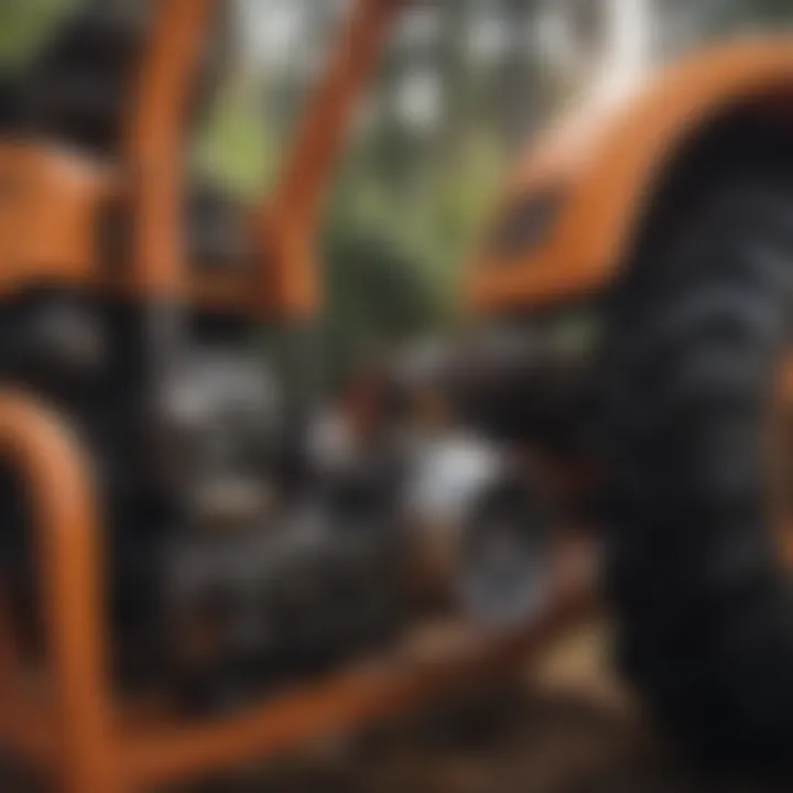 Close-up of the design features of a zero turn trimmer attachment