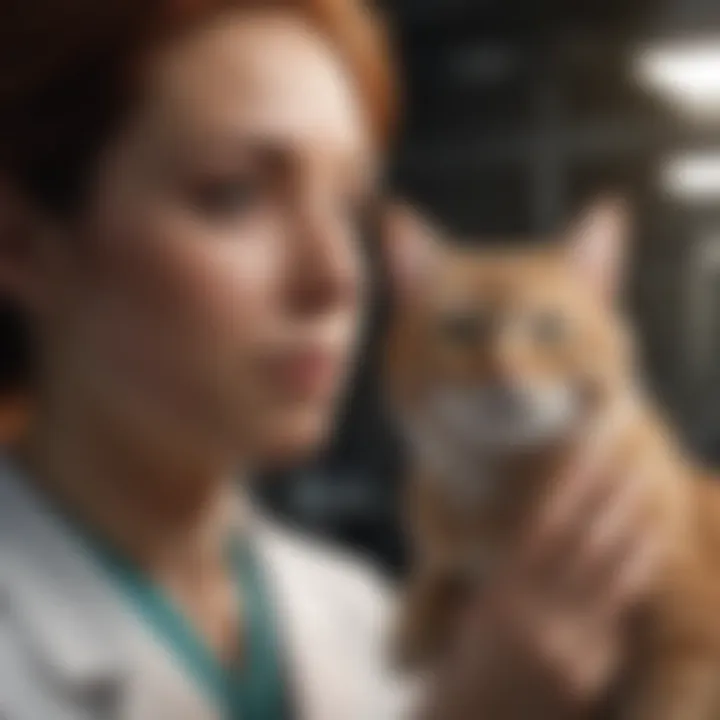 Veterinarian monitoring a cat