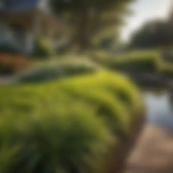 Landscape design featuring Zoysia grass integrated with native plants